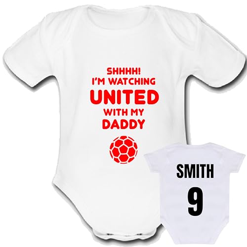 UNITED RED Shhhh! I'm Watching With Daddy Mummy Grandad Unique Football