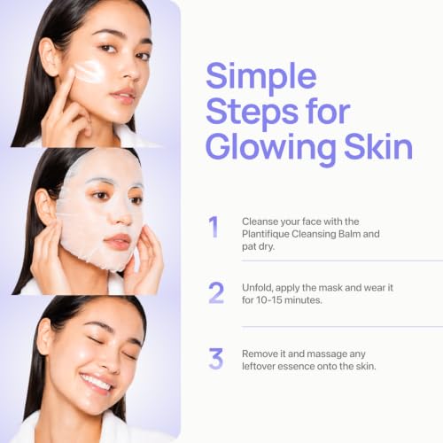 Image of PLANTIFIQUE Korean Sheet Mask, 5 Pack - Anti-Aging & Firming Face Masks with Collagen, Coezyme Q10 & Hyaluronic Acid - Mascarillas Faciales