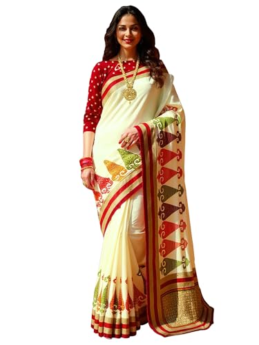 Image of AKHILAM Women's Kanjivaram Pure Soft Silk Saree With Unstitched Blouse Piece