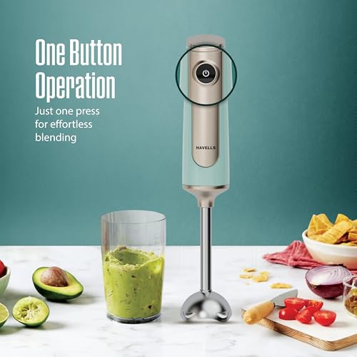 Image of Havells CRAFT Hand Blender|50% Quieter Operation|Easy Blending with 300 Watt Power|Food Grade Material - SS304 Shaft and Blade|Ergonomic One Button Operation|2Yrs Manufacturer Warranty(Blue & Gold)