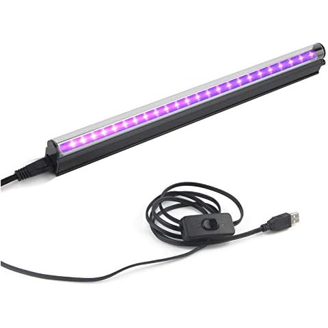 Led Black Light Bar, 10W 1ft USB Portable T5 UV Blacklight Tube Glow in The Dark for Body Paint Room Bedroom Décor Party Supplies Stage Lighting Fluorescent Poster Halloween Club Cover