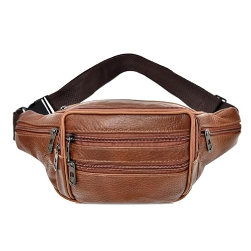 Sac banane en cuir for hommes avec ceinture réglable : sacoche de taille khaki multi-poche