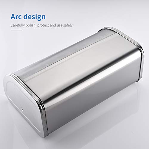 Hilfa Stainless Steel Bread Box With Roll Up Lid, For Easy Kitchen Counter Storage, Bread Bin Holder,17.5X11.5X7.5 Inch, Brushed,Sb3100-Br #TOP5