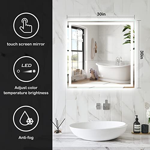 Roomtec MA023030TD 30 * 30 Inch Led Bathroom Mirror With Lights,Smart Dimmable Vanity Mirrors For Wall,Anti-Fog Backlit Lighted Makeup Mirror thumb #7