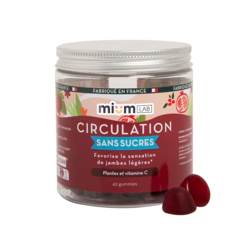 mium LAB - Complément Alimentaire Sans Sucre Circulation - 42 Gummies Réduction Effet Jambes Lourdes Goût Grenadine - Cure de 21 Jours - Made in France, 100 % Végétales - Végan - Emballage Recyclable Cover