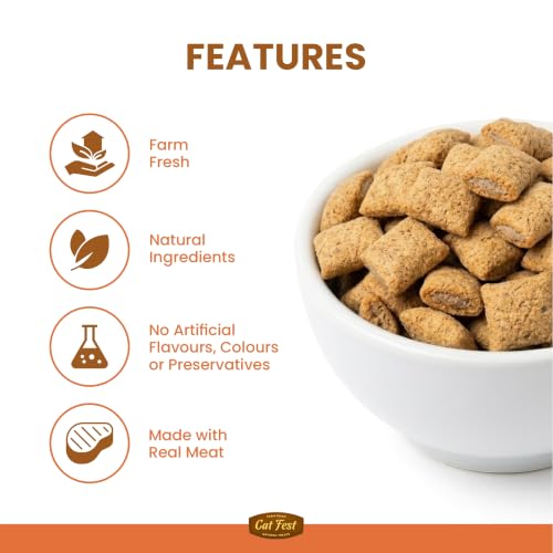 Image of BarkButler x Catfest Crunchy Pillows Treats for Cats | Crab, Salmon & Shrimp | 2-in-1 Crunchy Shell & Creamy Filling | 0% Artificial Colours & Preservatives | Cat & Kitten Treats | 30g x 3