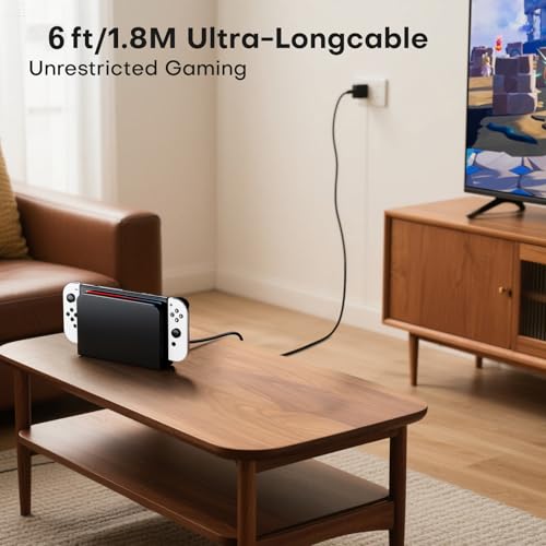 Image of for Switch 2 Fast Charger,60W AC Adapter Power Supply for Switch2 /OLED /Lite /Switch Dock /Pro Controller,Support TV Mode,with 1.8M USB Type-C Cable(Black)