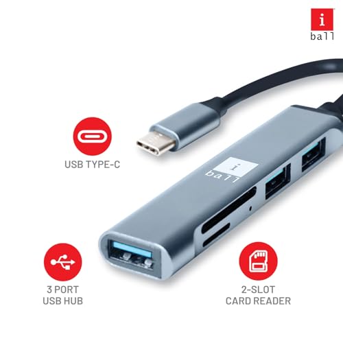 Image of Bridge 500 Type-C to USB Hub + Card Reader Multifunctional Adapter, 5-in-1, 3-Port USB Hub (USB 3.0 X 1 Port+ 2-Ports USB 2.0) + 2-Slots SD + TF Card Reader,Plug-N-Play, Widely Compatible