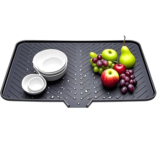 Obinying Silicone Dish Drying Mat with Drain Lip 23" x 17" Dish Drying Mat for Kitchen Counter or Sink, Non-Slip Draining Mats for Multiple Usage Easy to Clean, Heat-resistant Drying Pad (Extra Large) by Obinying - Used condition - US$14.78