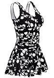 AONTUS Dress Sailor Swimsuits for Older Women Wardrobe One Piece SwimPlus Size Bathing Suits for Women Built in Bra