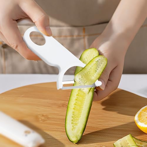 Poo4kark Home Gemüseschäler, Gemüse- Kartoffelschäler für die Küche |, Kohlschneider | Y-Schäler für, Gemüse, Kartoffeln, Obst, Karotten, Stahl (White, 12.5x3.3cm)