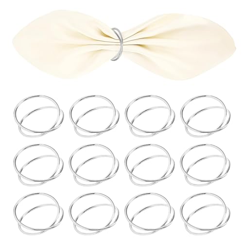 0XBIT 12 Pieces Napkin Round, Napkin Round, Silver Napkin Round, Double Circle Spiral Design, for Parties, Banquets, Dinners 0XBIT 12 Pieces Napkin Round, Napkin Round, Silver Napkin Round, Double Circle Spiral Design, for Parties, Banquets, Dinners