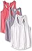 Clementine Women's Active Tank T Shirt Casual Basicwear Sleeveless Racerback Tank Top (Pack of 3), Hot Pink/Heather Grey/White, Large (Pack of 3)