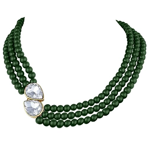 Image of Peora Faux Pearl Crystal Necklace & Jewellery Set Gift for Women
