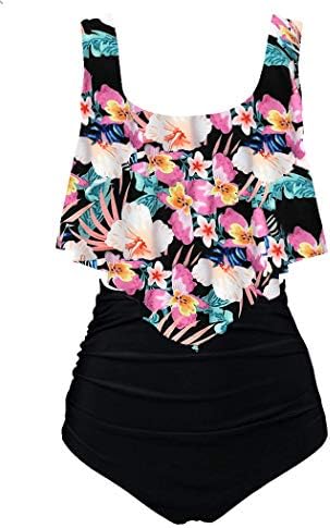 Aidotop Swimsuit for Women Top Ruffled High Waist Swimwear Two Pieces Bathing Suits Bikini Sets