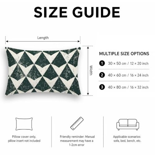 Taie d'oreiller 40x80 cm lot de 2 vert rectangulaire en motif géométrique pour déco salon - 7