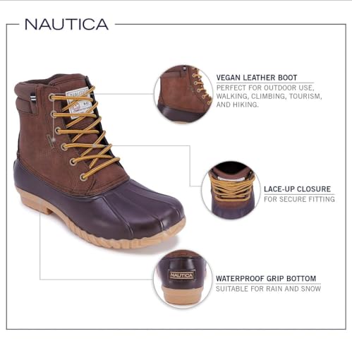 Nautica Mens Duck Boots Waterproof Shell Insulated Snow & Rain Boot -Lace-Up Winter Shoe- Channing (Wide/Medium Width)2