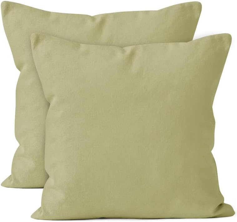 Encasa Cotton Throw Pillow Covers Set of 2 I 16x16 in (40x40 cm) - Grey I No Insert I Plain Square Pillowcases I Machine Washable | Indoor Use Only