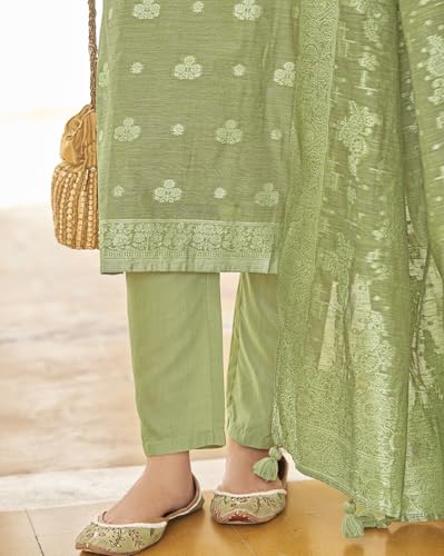 Image of Shaily Premium Silk Blend Woven Design Readymade Kurta with Pants and Dupatta Set | Ethnic Set | 3-Piece Suit Set | Haldi and Wedding Suit Set for Women