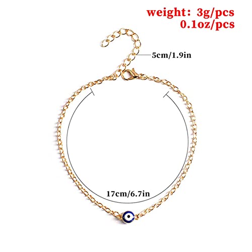 Boho Evil Eye Bracelet Blue Eye Bracelet Gold Protection Bracelet Adjustable Hand Chain Lucky Charms Hand Chain Jewelry for Women and Girls (Gold)4