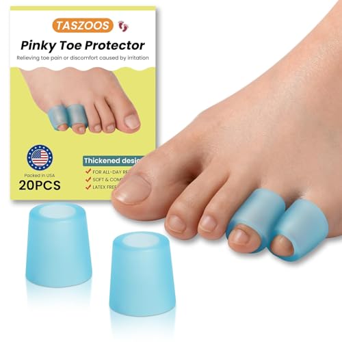 Image of Toe Sleeves Cushions - (20pcs Blue) Gel Toe Protectors with Aloe Vera Extract, Toe Covers for Cushions Corns, Blisters, Toenails Loss (for Pinky Toe)