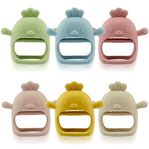 Image of 6 Pcs Baby Teething Toys Silicone Teethers for Babies 0-6 Months No Drop Chew Toys Baby Hand Teethers for Soothing Pain Cute Safe Designs