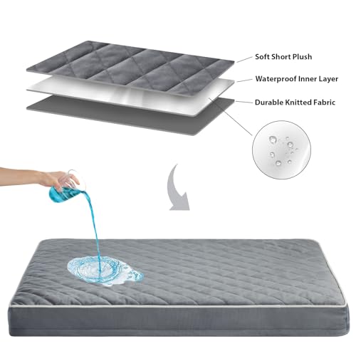 Image of WNPETHOME Orthopedic XXL Dog Beds Large Sized Dog, Waterproof Extra Large Dogs Bed with Removable Washable Cover, Multi-Needle Quilting Dogs Crate Bed