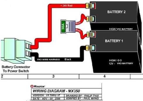 Amazon Com Razor 12 Volt 7ah Electric Scooter Batteries High Performance Set Of 2 Includes New Wiring Harness Automotive