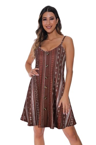 Image of JOELLYUS Summer Dresses for Women Spaghetti Strap Button Down Casual Sundress Beach Cover Up Dress with Pockets 2026