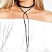 Lange Choker Kette Damen Velours Lederhalskette Schlüsselbein Choker Halskette Stretch Vintage Boho Leder Halsketten Verstellbare Schwarz Halsband Damen Schmuck für Halloween Geburtstag Party Cosplay