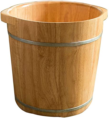 Balde de madera para spa de pies con tapa y masaje