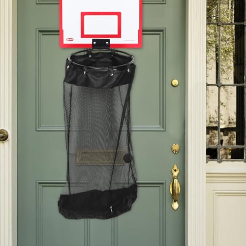 Panier à linge suspendu pliable avec filet résistant rouge - 8