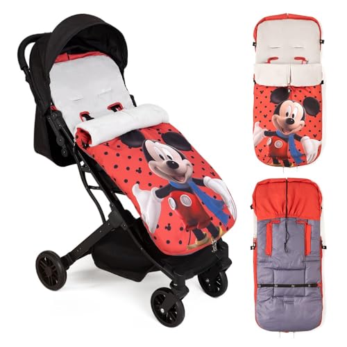 Interbaby Saco Silla Paseo Universal Saco Bebe Invierno Suave, Cálido, Afelpado | Saco Carro Bebe Invierno Desmontable, Doble Apertura, Lavado Fácil, Materiales Antialérgicos, Mickey Topos