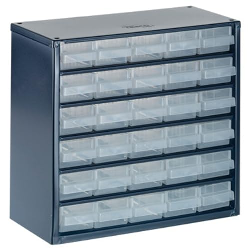 raaco Kleinteilemagazin C6-30 mit 30 Schubladen, Tragkraft 19.8 kg, 15 x 30.6 x 28.3 cm, geeignet für Wandmontage, Schraubenregal für Kleinteile für Werkstatt Ordnungssystem