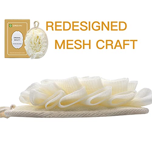 Crovin Bath Shower Pouf Sponge - 4 Count Exfoliating Mesh Pouf Sponge-Large 5X7 Premium Loofah Shower Scrubber For Men And Women-Elastic Hand Strap Body Brush To Soothe, Cleanse Your Skin #TOP2