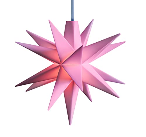 3D LED Stern Ø 8 cm Weihnachtsstern Batterie Ministern Innen mit Timer Kunststoff Stern klein Leuchtstern Deko für innen Indoor von Dekowelt (Rosa)