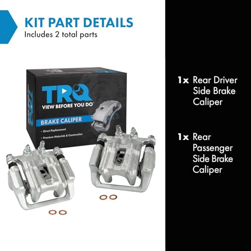 Image of TRQ Rear Brake Caliper Set Zinc Coated Hardware Brackets Compatible with 2005-2006 Honda CR-V