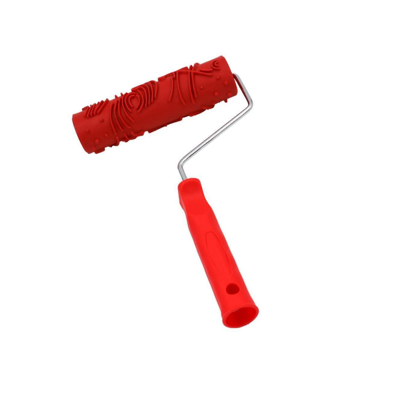 ALCXAZS Delicate Embossed Floral Pattern Painting Roller with Plastic Handle Add of Sophistication to Living Space Tool Art, Red, Type C