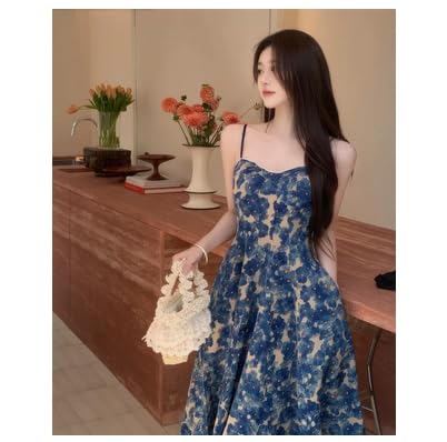 Luxury Strap Skirt Long Dress for Women Elegant Style Floral Pattern High Waist Sleeveless2