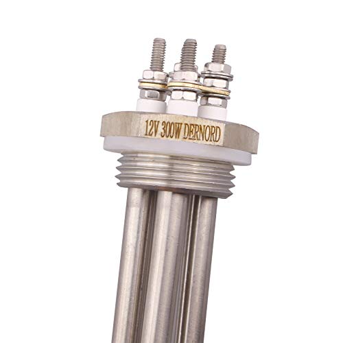 DERNORD 12V 300W BSP Tauch Wasser Heizelement 1 Zoll 33.25mm BSP DN25 Edelstahl Gewinde Tauchwasser Heizkörper Doppel U Typ