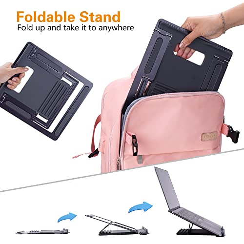 Laptop-Stand-for-DeskBlack-Adjustable-Aluminum-Portable-Laptop-Holder-Metal-Computer-Stand-4-Angle-Anti-Slip-Compatible-with-9-to-17inch-Laptop