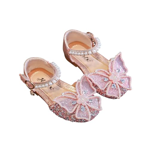 Zapatos de Princesa para Niñas,Zapatos de Tacón con Lentejuelas Purpurinas para Niñas Elegante Sandalias de Vestir con Mariposa de Diamante Zapatillas de Baile para Vestir Fiesta Cumpleaños Boda