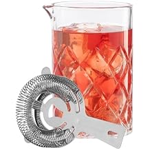 OGGI Cocktail Mixing Glass & Strainer Set - Elegant Bar Mixing Set with 16oz Glass Beaker، Essential Mixology Bartender Kit، Old Fashioned Kit، يشمل الفولاذ المقاوم للصدأ Hawthorne Strainer