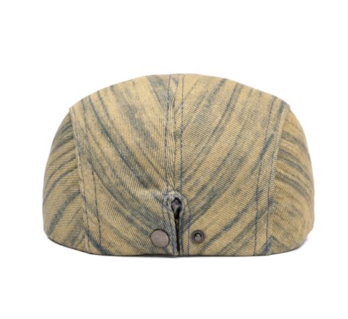 Image of Quanhaigou Unisex Denim Newsboy Hats Flat Ivy Gatsby Cabbie Driving Berets Hat Cotton Dad Cap for Men Women