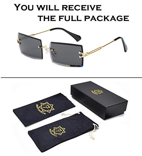 Rimless Rectangle Sunglasses for Women Square Fashion Frameless Small Vintage Buffs Glasses for Men shades3