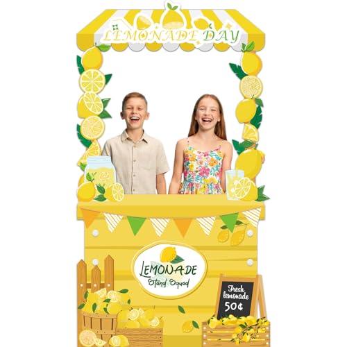Lemonade Stand Backdrop Summer Lemon Party Decorations Yellow Lemon Shop Photography Background Lemonade Shop Banner Backdrop for Outdoor Summer Beach Picnic Birthday Party Decor Photo Booth Props