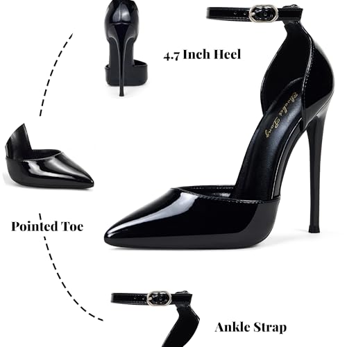 Elisabet Tang High Heels, Women Pumps D'Orsay Ankle Strap Pointed Toe Stiletto Heels Party Wedding Shoes Black 7.5 by Elisabet Tang - Used condition - Image 6