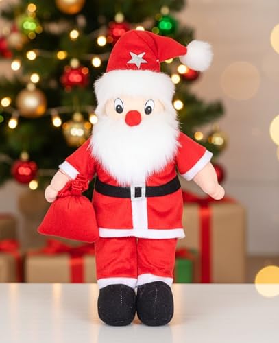 Image of Tickles Christmas Santa Claus Plush Soft Toy Soft Stuffed for Kids Room (Color: Red & White Size: 30 cm)