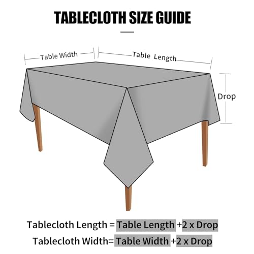 Image of Smiry Rectangle Table Cloth, Waterproof Heavy Duty Vinyl Tablecloths, Wipeable Washable Table Cover for Kitchen and Dining Room (Grey, 70 inch X 108 inch)