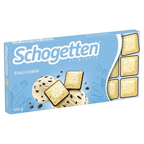 Schogetten Stracciatella 100g Schokoladentafel, praktisch einzeln portioniert. Ein Genuss. Stück für Stück.